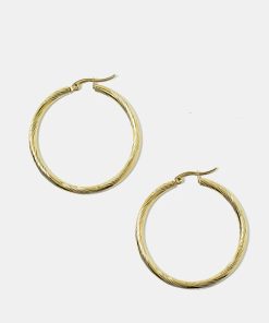 Medium Size Textured Hoop Earrings