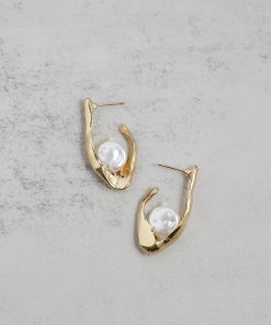 Modern Textured Pearl Dangle Earrings