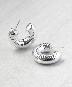 Alternative view of Thick Hoop Stud Earring