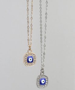 Square Evil Eye Charm Necklace