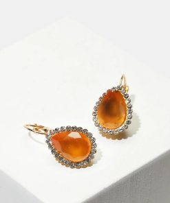 Rhinestone-Studded Teardrop Gemstone Earrings