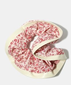Floral Scrunchie with Faux Leather Trim