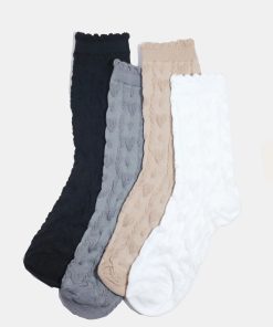 Miss A Knitted Heart Crew Length Premium Socks