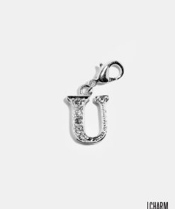 Silver Clear Initial U Dangle Charm