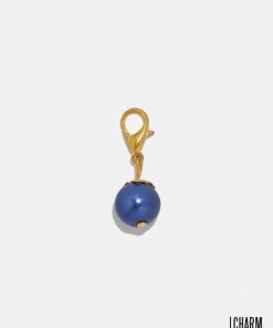 Gold Tone Navy Pearl Dangle Charm