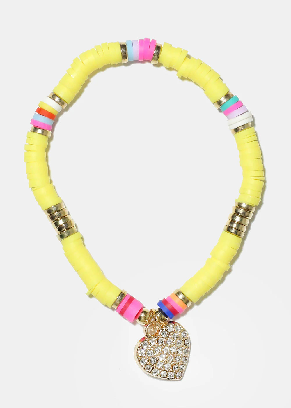 Rhinestone Heart Charm Beaded Bracelet - Image 6