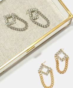 Square with Chain Earrings